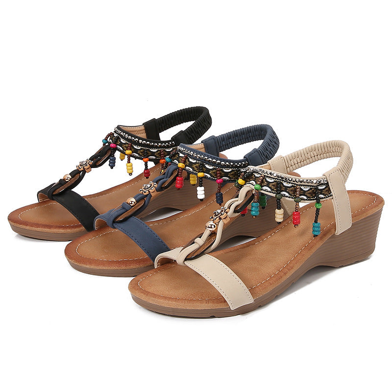 Chic Rhinestone Wedge Sandals by Sophie Laurie