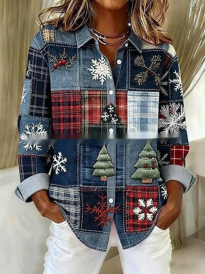 Plaid Colorblock Sophie Laurie Long Sleeve Blouse