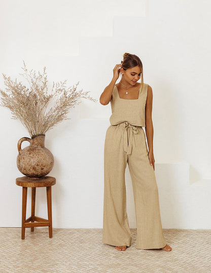 Relaxed Cotton Linen Vest Set by Sophie Laurie
