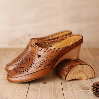 Vintage Leather Mid-Heel Sandals by Sophie Laurie