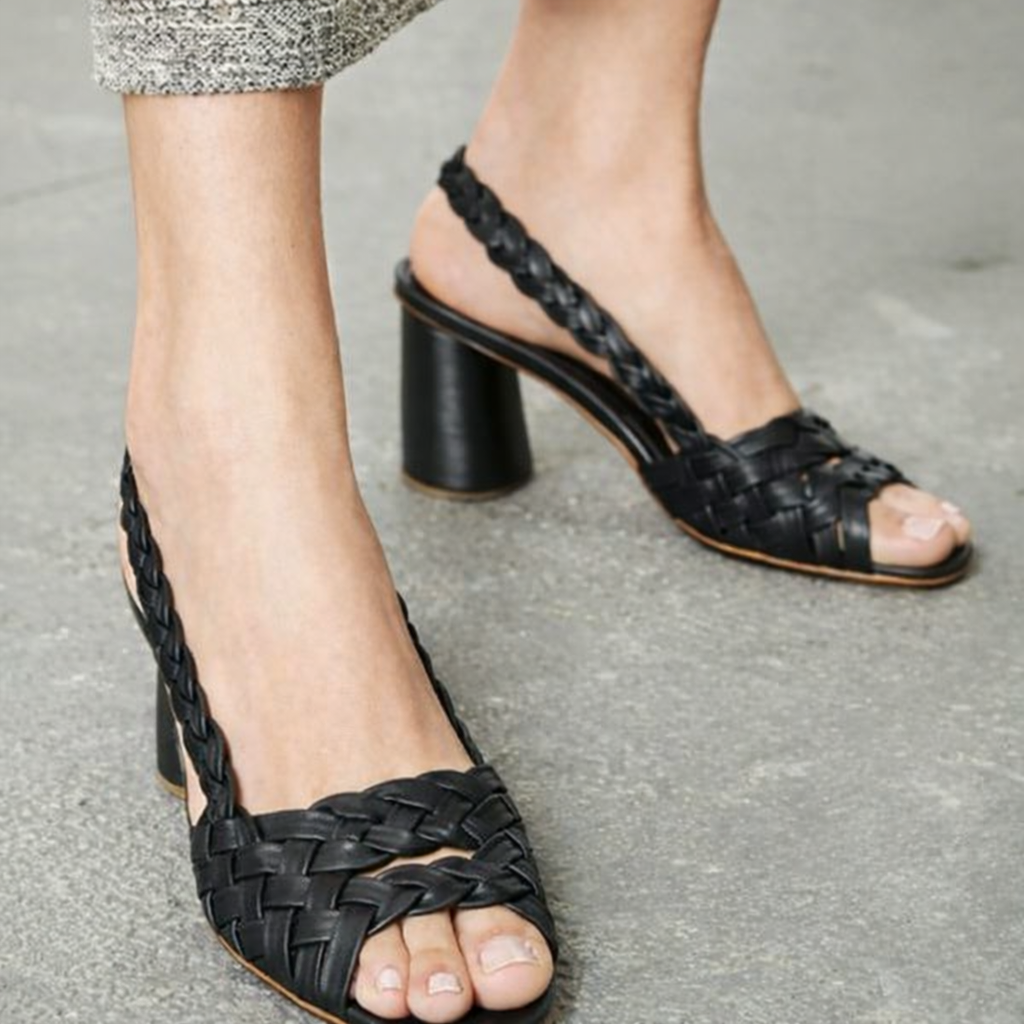 Chic Woven Heeled Sandals by Sophie Laurie