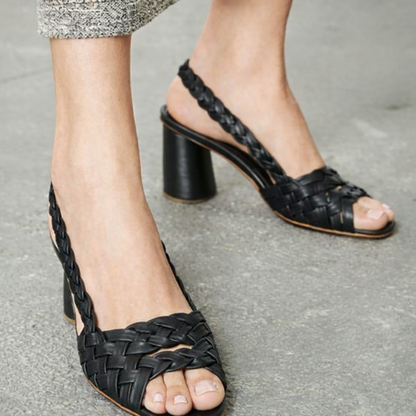 Chic Woven Heeled Sandals by Sophie Laurie
