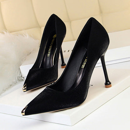 Elegant Metallic Satin Heels by Sophie Laurie