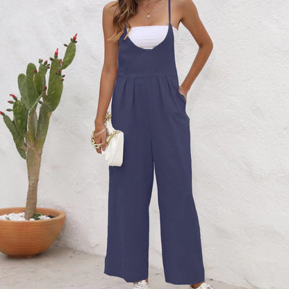 Chic Linen Blend Sophie Laurie Casual Jumpsuit