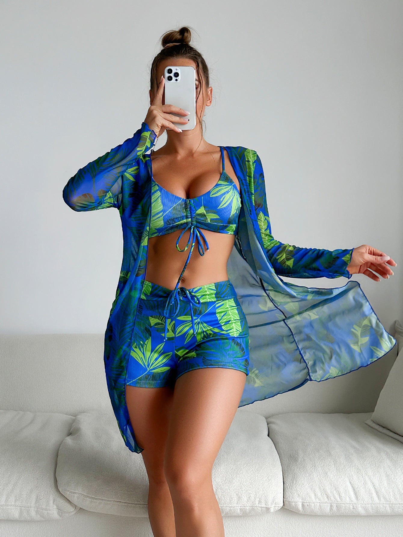 Vibrant Print Sophie Laurie Three-Piece Bikini Set