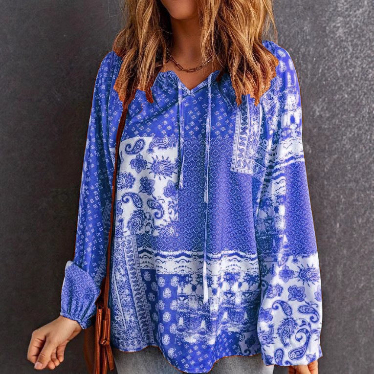 Boho Print Sophie Laurie Long Sleeve Blouse