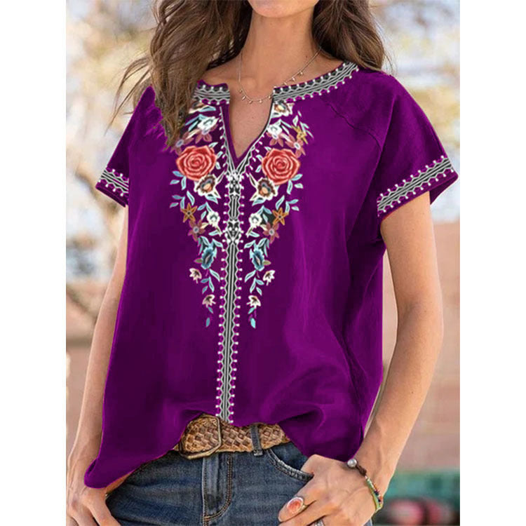 Ethnic Print Short Sleeve Top Sophie Laurie