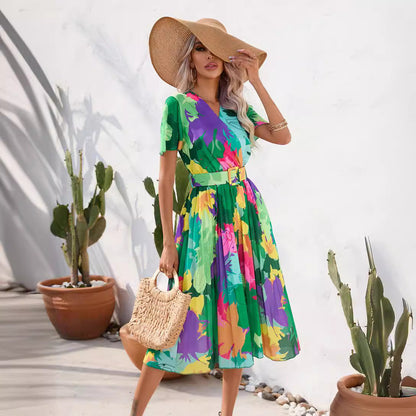 Vibrant Floral Sophie Laurie Summer Midi Dress