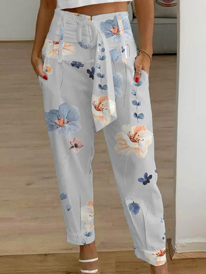 Floral Linen Cropped Pants Sophie Laurie Women’s