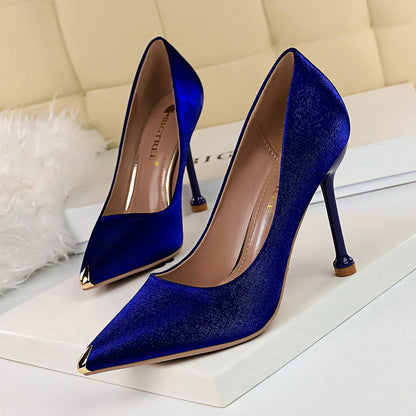 Elegant Metallic Satin Heels by Sophie Laurie