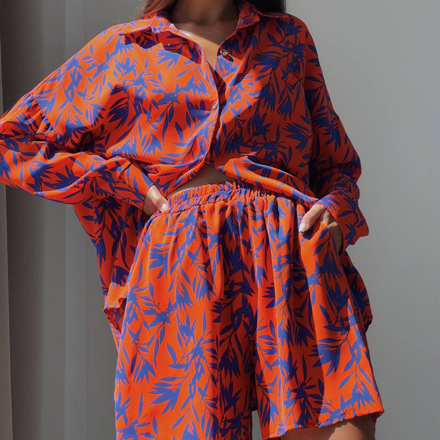 Vibrant Maple Leaf Sophie Laurie Printed Shirt Set