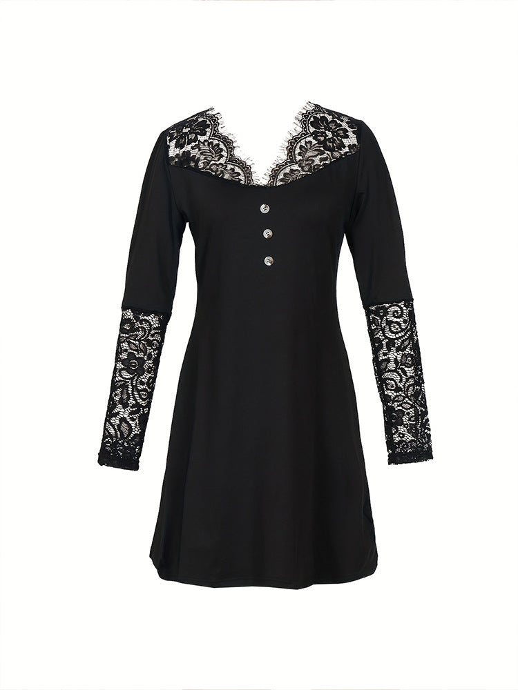 Elegant Lace V-Neck Dress by Sophie Laurie