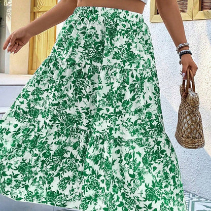 Floral Print Sophie Laurie Plus Size Maxi Skirt