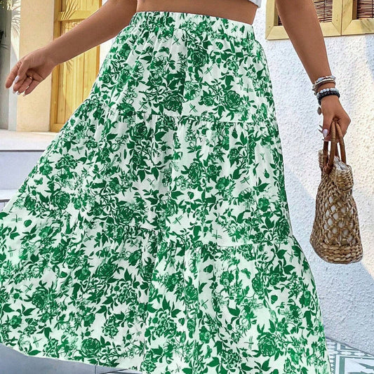 Floral Print Sophie Laurie Plus Size Maxi Skirt