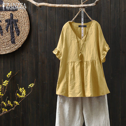 Ruffled Cotton Plus Top Sophie Laurie Pinterest-Inspired