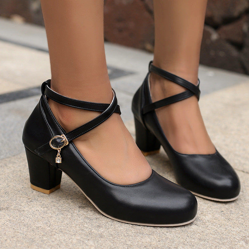 Elegant Chunky Heel Mary Janes by Sophie Laurie