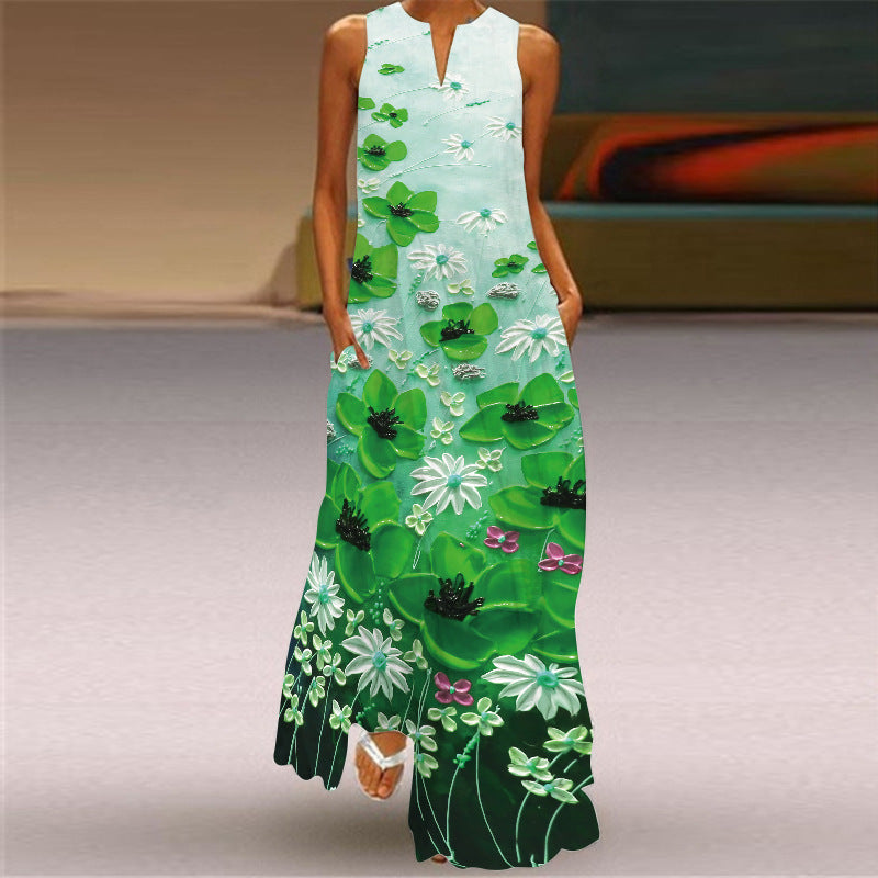 Vibrant Printed Maxi Dress Sophie Laurie Sleeveless