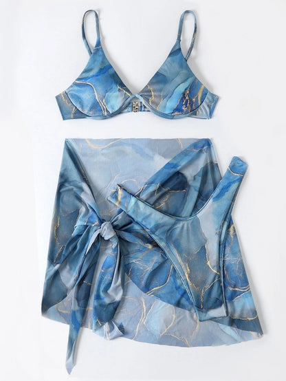 Marble Print Sophie Laurie 3pc Bikini Swim Set