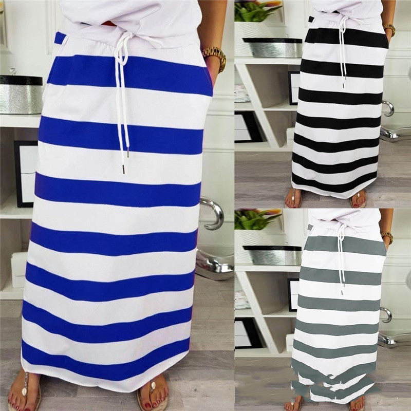 Striped Cotton A-Line Skirt by Sophie Laurie