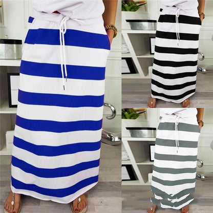 Striped Cotton A-Line Skirt by Sophie Laurie