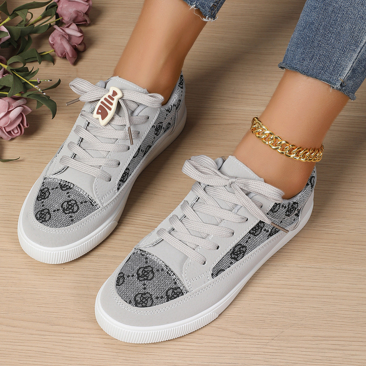 Floral Embroidered Sophie Laurie Casual Sneakers