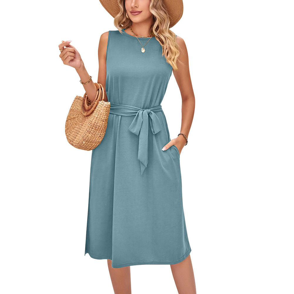 Chic Sleeveless Belted Midi Dress by Sophie Laurie