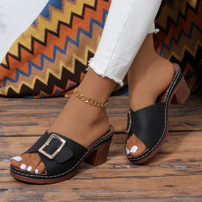 Chic Buckle High Heel Sandals by Sophie Laurie