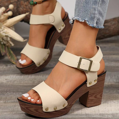 Chic Rivet Strap Sandals by Sophie Laurie