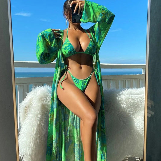Vibrant Floral Sophie Laurie Long Sleeve Bikini Set