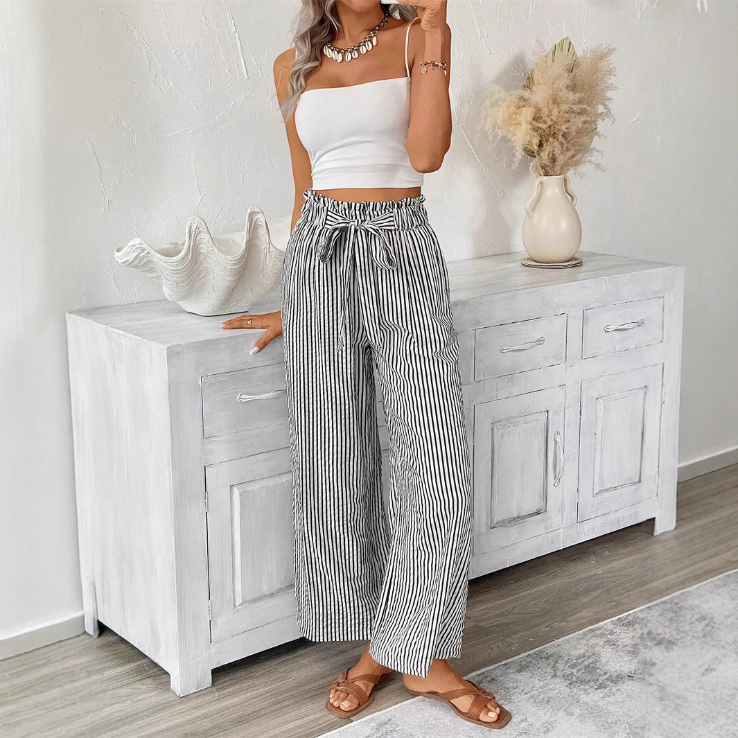 Striped Straight-Leg Pants by Sophie Laurie