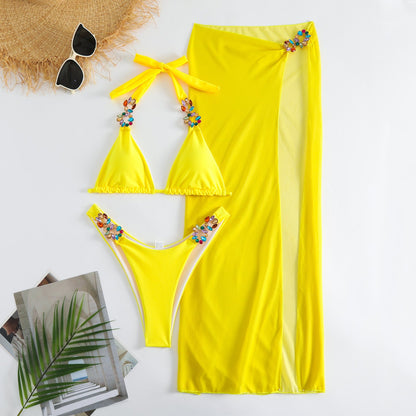 Radiant Mesh Three Piece Bikini Set by Sophie Laurie