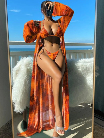 Vibrant Floral Sophie Laurie Long Sleeve Bikini Set