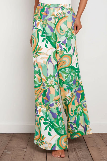 Womens Loose High-Waisted Leopard-Print Street-Style Wide-Leg Pants