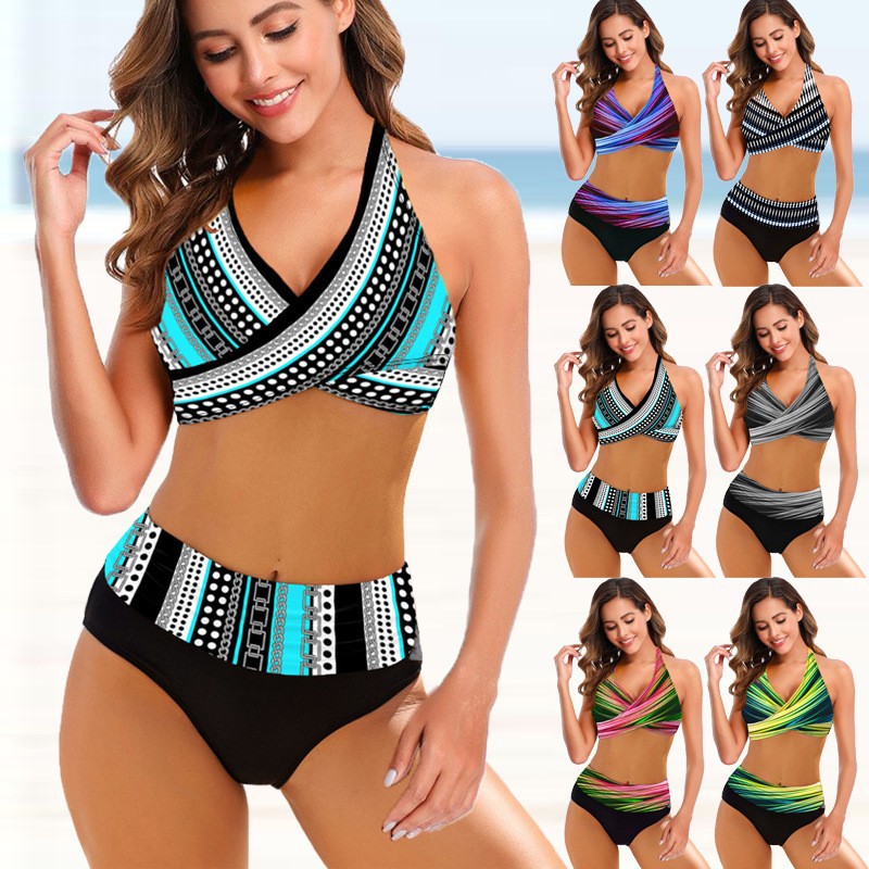Striped Tie-Dye High Waist Bikini by Sophie Laurie