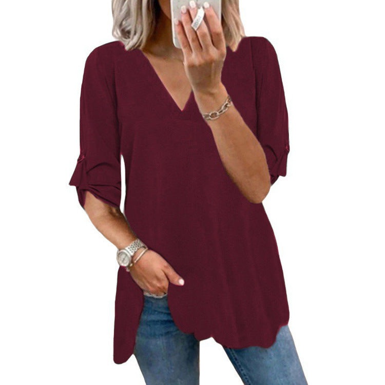 Chic V-Neck Loose Chiffon Top by Sophie Laurie