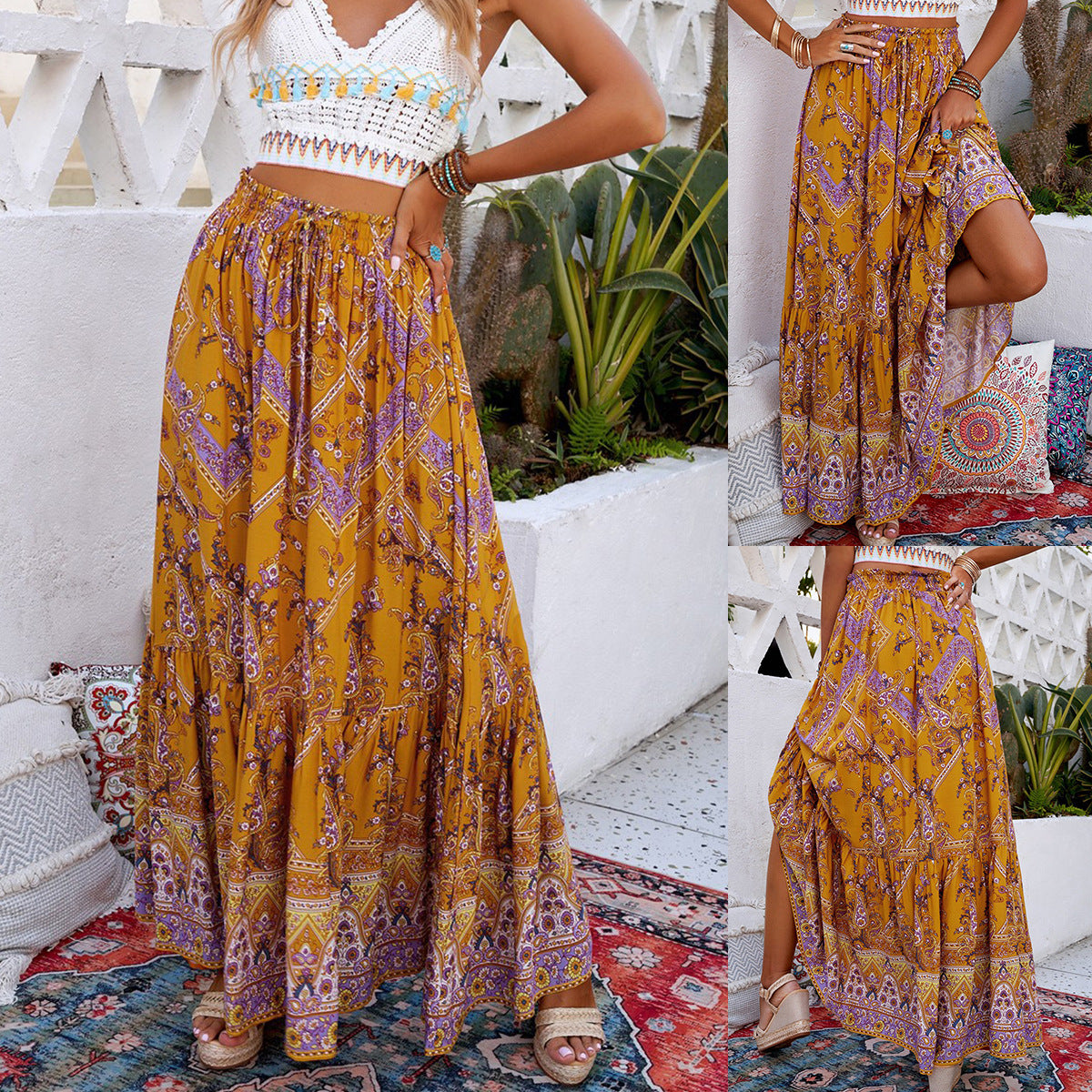 Boho Geometric Sophie Laurie Swing Maxi Skirt