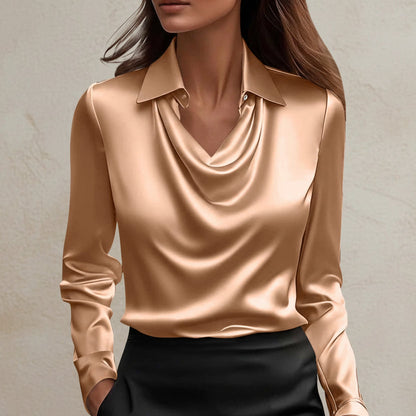 Elegant Satin Swing Collar Top by Sophie Laurie