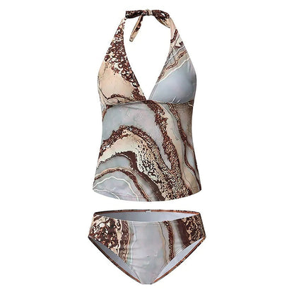 Chic Marble Sophie Laurie Split Bikini Swimsuit