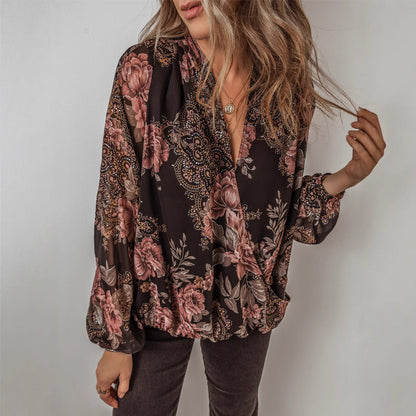 Floral Chiffon V-Neck Top Sophie Laurie