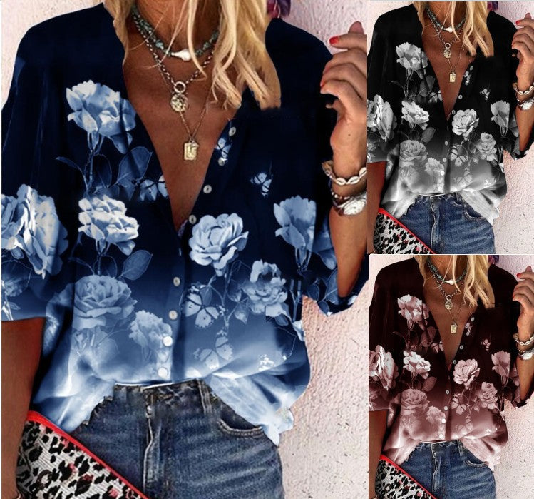 Floral Button-Up Sophie Laurie Short Sleeve Shirt