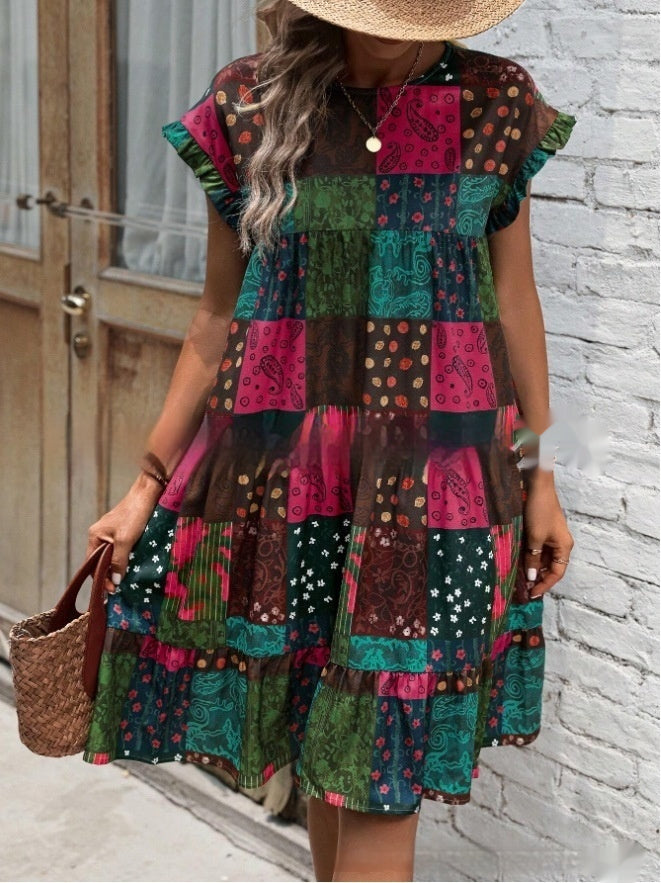 Boho Patchwork Sophie Laurie Summer Midi Dress