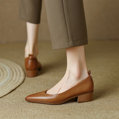 Elegant Sheepskin Low Heels by Sophie Laurie