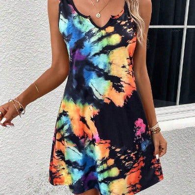 Vibrant Tie Dye V-Neck Dress Sophie Laurie
