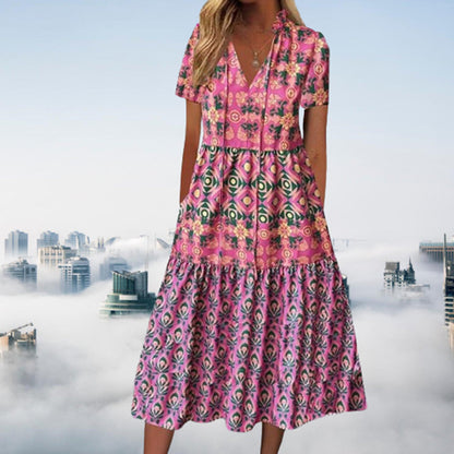 Vibrant Printed Sophie Laurie Summer Midi Dress