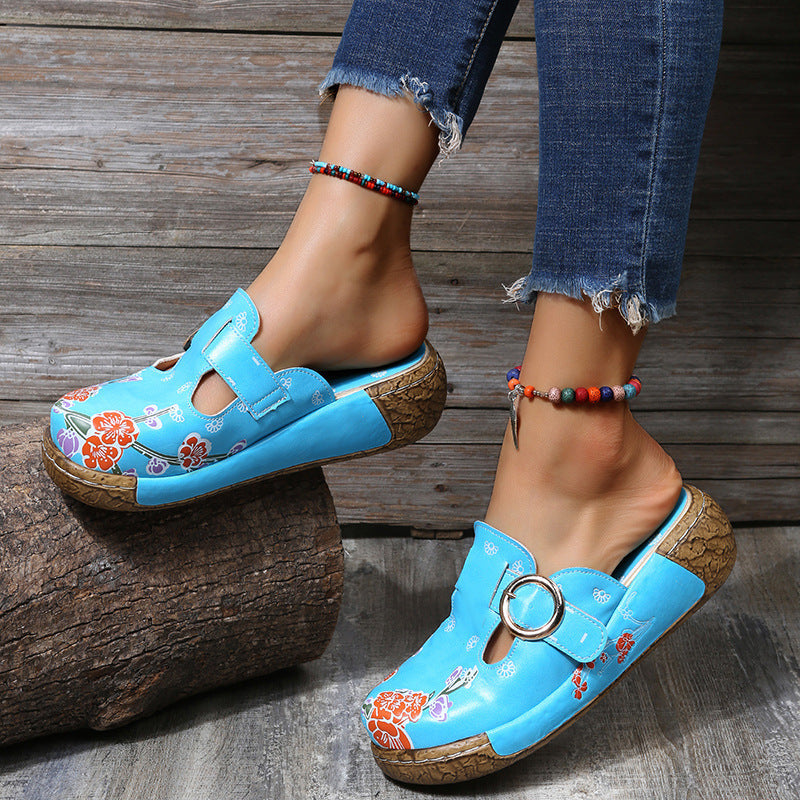 Boho Floral Sophie Laurie Platform Clogs Sandals