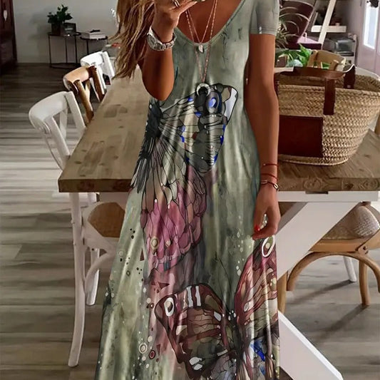 Bohemian Butterfly Print Sophie Laurie Maxi Dress