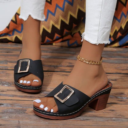 Chic Buckle High Heel Sandals by Sophie Laurie