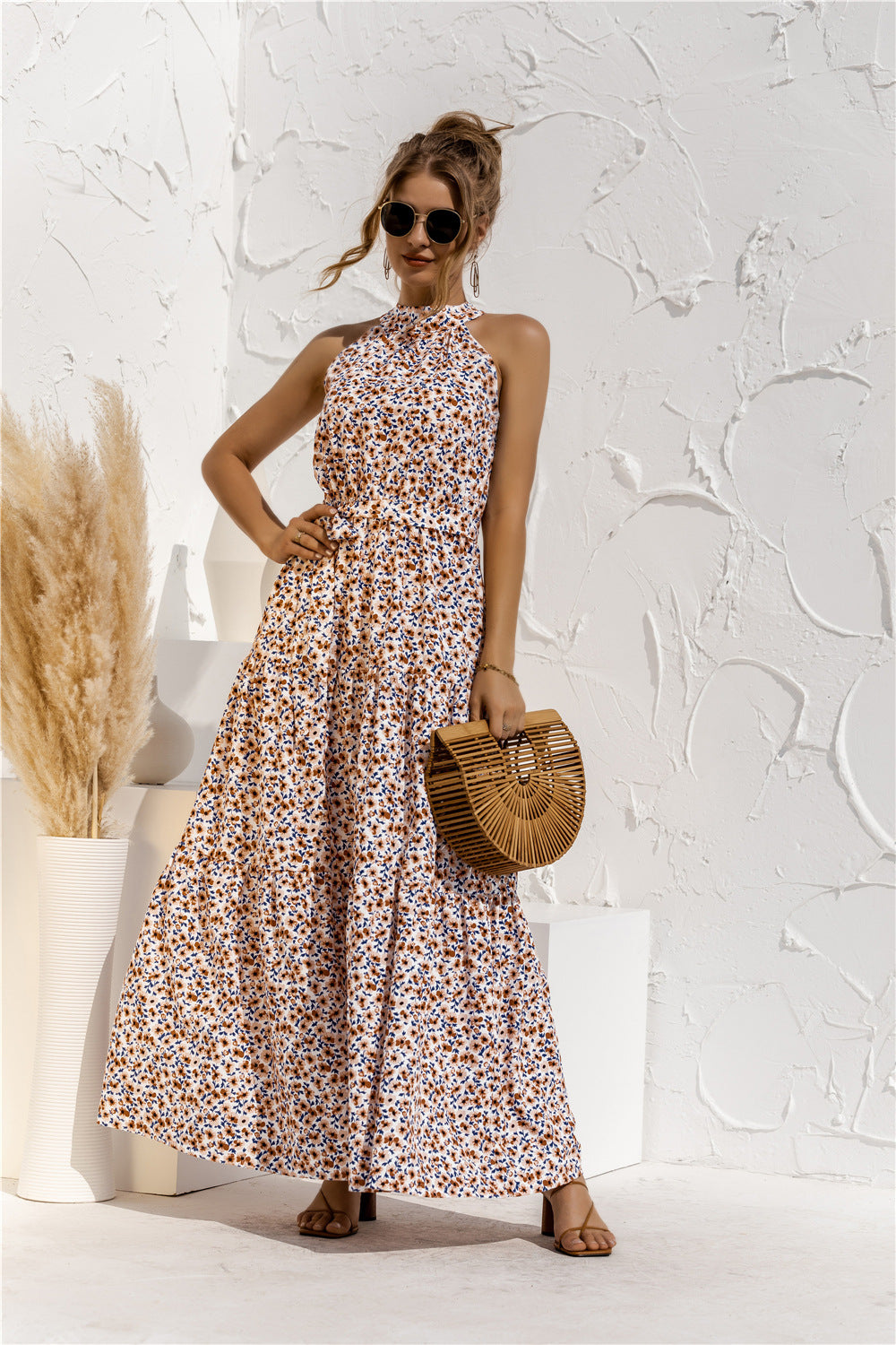 Printed Halter Maxi Dress by Sophie Laurie