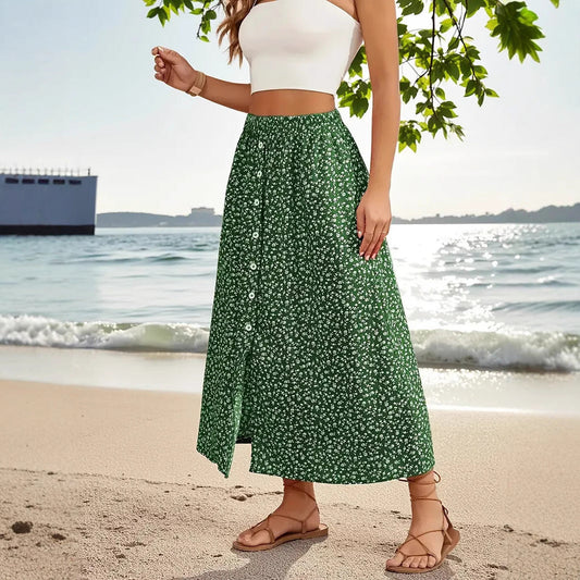 Pastoral Floral A-Line Skirt by Sophie Laurie