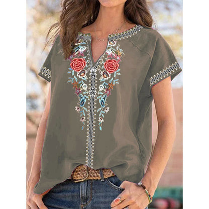 Ethnic Print Short Sleeve Top Sophie Laurie